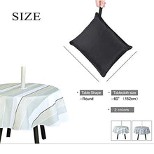 Tovaglia rotonda a righe da 150 cm, per tavolo da esterno e patio, lavabile, impermeabile, con foro per ombrello e cerniera