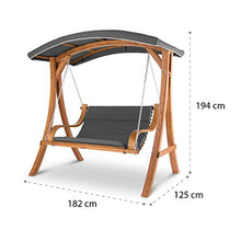 blumfeldt Tahiti Hollywood - Altalena da Giardino, 2 Posti: 110x90cm, Tettuccio Parasole, Imbottitura Spessa 4cm, Materiali: Poliestere, Telaio: Legno Massello di Larice Satinato, Legno/Grigio