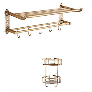 MBYW Portasciugamani Moderno Minimalista Portasciugamani Elegante per Il Bagno di Moda Rame portasciugamani Antico Doppio portasciugamani Hardware Bagno Ciondolo Set Bagno mensola a Due Pezzi