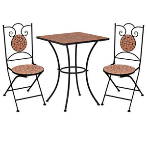 vidaXL Set Bistrò 3 pz con Mosaico Robusto Elegante Tavolo e Sedie per Esterni Arredi da Giardino Patio in Ceramica Terracotta Telaio in Ferro