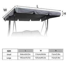 Tetto di ricambio universale per dondolo da giardino a 3 posti, rivestimento di ricambio per tettuccio parasole, altalena (large, grigio) (Grigio, L)