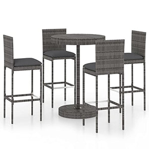 vidaXL Set da Bar da Giardino 5 pz con Cuscini in Polyrattan Grigio
