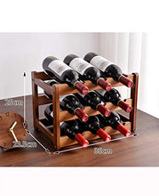 JL Wine Rack, bambù 9 Bottiglie 3-Tier Vino Espositore for controsoffitto casa Cucina Dispensa, Free Standing Vino Bagagli, Rack Tavolo Wine Rack (Bamboo)
