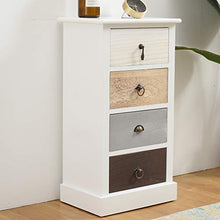 Rebecca Mobili Comodino Bianco Nero Beige, cassettiera 4 cassetti, Legno Paulownia, Stile Shabby, Camera Bagno Sala - Misure: 69 x 37 x 27 cm (HxLxP) - Art. RE4310