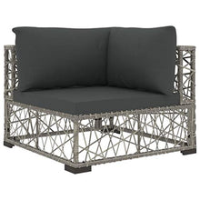 vidaXL Set Divani da Giardino 6 pz con Cuscini Foderati Lavabili Modulare Leggero Elegante Arredi da Esterno in Polyrattan Grigio Telaio in Acciaio