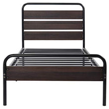 WGYDREAM Letto Letto Singolo in Metallo con Struttura Letto Nera con Testiera in Legno Montaggio Facile per Ampio Spazio di Archiviazione per Adulti, 90 X 200 Cm