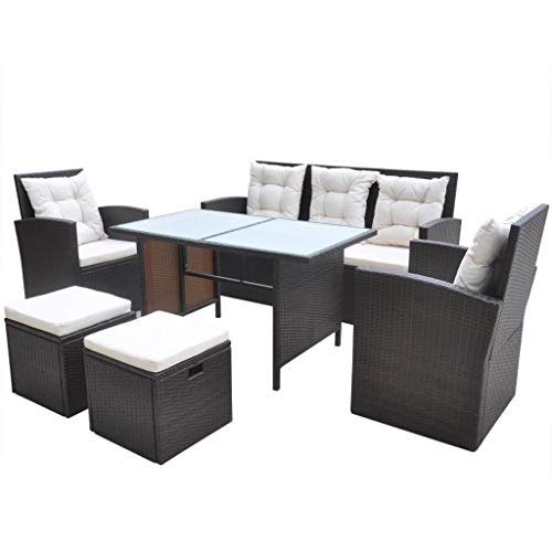 vidaXL Set da Pranzo da Giardino 18 pz Polyrattan Marrone Tavolo Sedie Esterni