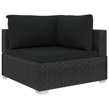 vidaXL Set Divani da Giardino 13 pz con Cuscini Foderati Lavabili Modulare Leggero Elegante Arredi da Esterno in Polyrattan Nero Telaio in Acciaio
