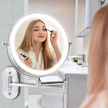 WZDD Specchio per Trucco LED Illuminato con Ingrandimento 1x / 10X Specchio da Trucco, Specchio Cosmetico per Il Bagno, 360° Girevole E Rotondo