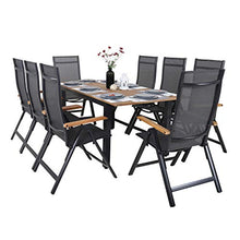 Unbekannt Ausziehtisch, Tischplatte aus FSC-zertifiziertem Akazienholz, Aluminiumgestell, 180-240 x 90 x 74-76,5 cm Tavolo, Nero
