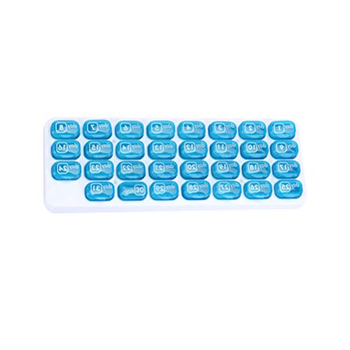 DOITOOL Contenitore per pillole da viaggio 31 griglie tipo tastiera pillola caso plastica pillola scatola pratica pillola contenitore blu