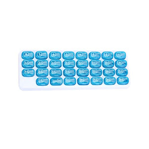 DOITOOL Contenitore per pillole da viaggio 31 griglie tipo tastiera pillola caso plastica pillola scatola pratica pillola contenitore blu