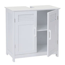 Mendler Arredo Bagno Serie HWC-A85 Legno Bambu e MDF Mobile sottolavabo Bianco
