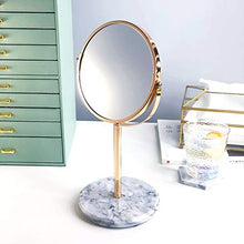 Specchio da tavolo per toeletta Rotonda dello specchio di bellezza, Spin compongono Doppio specchio portatile Nordic dello specchio di stile decorativo Marmo Modello Tavolo base a specchio Specchio pe