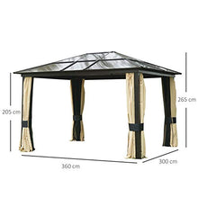 Outsunny Gazebo di Lusso in Alluminio con Zanzariera Tendone da Giardino in Poliestere 300x360x265cm