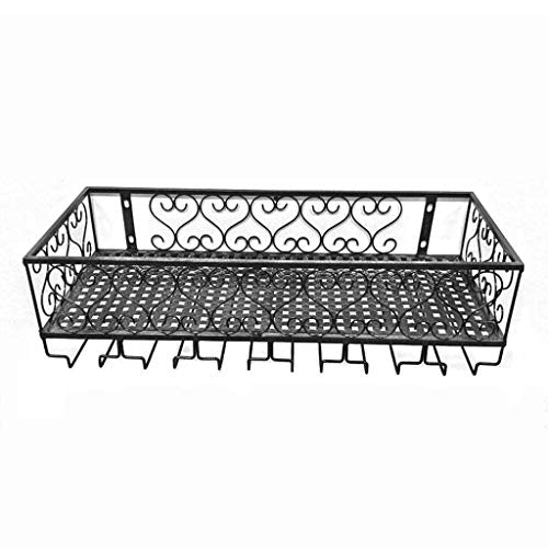 LXD Wine Rack, Vino Mensola con supporto di vetro, fissato al muro del vino del metallo Bottle Holder, Hanging Rack Calici bagagli, Wine Rack per bar/cucina/gabinetto, nero,60CM,60CM