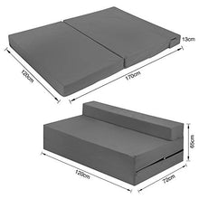 Futon Z - Divano letto matrimoniale pieghevole per adulti e bambini, con rivestimento rimovibile con cerniera, colore: grigio