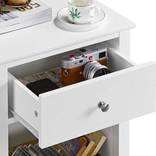 Yaheetech Comodino Camera da Letto Bianco con Cassetto Mobile da Divano Moderno Portaoggetti in Legno Tavolino d'Appoggio per Soggiorno