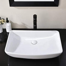 Lavabo da appoggio in ceramica, Lavello bagno Cucina con superficie liscia e pulita, stile moderno, 38 x 13 x 60 cm, colore: bianco.