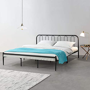 [en.casa] Struttura Letto in Metallo con Testiera e Pediera 180 x 200 cm Letto Matrimoniale King Size - Nero