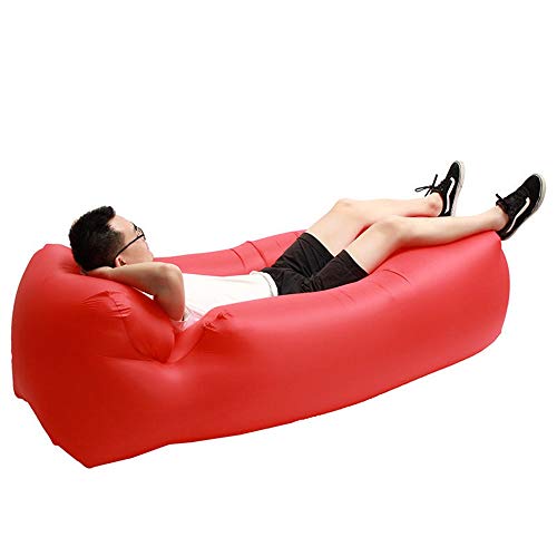 Divano Poltrona a Sacco Viaggi Esterna Cuscino Sofà Pigro Veloce Gonfiabile Spiaggia della Base di Sonno Lounger Bag Lay Camping (Colore : Rosso, Dimensione : Taglia Unica)