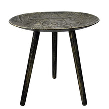 Hogar y Mas Tavolino in Legno Nero e Oro, Mandala, Tavolo Decorativo Originale. Comodino al ø54 cm X 48 cm