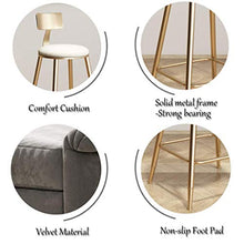 LWW Sgabelli, Sgabelli con Schienale per la cucina | Bar sgabelli alti Gold Metal | rosa Velvet Cuscino | Moderne sedie da pranzo | Altezza seduta 45/60/68/73/78 / 85cm,46x46x78cm,46x46x78cm