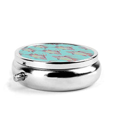 Scatola rotonda per medicina portatile, mini portapillole in metallo, dispenser per pillole tascabili, borsa da viaggio, regalo di Hogfish On Bimini, blu