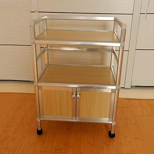 Quattro Ruote portatile strumento di archiviazione Carrello Carrello con ripiani, in lega di alluminio con anta con cassetto multi-strato portaoggetti armadio da pranzo soggiorno cucina rack, 2 colori