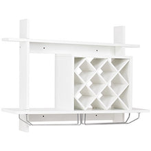 COSTWAY Mensola per Vino da Parete, Scaffale da Parete per Vino con Ripiani, in Legno, Bianco, 80 x 20 x 58,5 cm