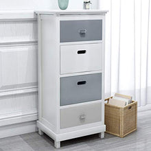 H-CAR Comodino Comodino in Legno massello Comodino con 4 cassetti Cassettiera Grande Contenitore per Soggiorno Camera da Letto Corridoio Bagno