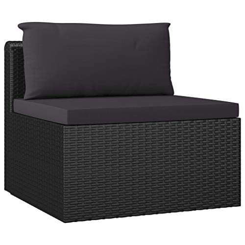 Tidyard Set Divani da Giardino 7 pz con Cuscini in Polyrattan Nero, Set divani da Giardino da Esterno, Divano angolare da Giardino