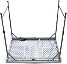 Tavolo da campeggio Camping Picnic Table 4ft Pieghevole Forte e Stabile Giardino da giardino Tavolo portatile con palmare, idea per esterno BBQ Party Market Dinner Party, Bianco, Gambe in metallo, 121