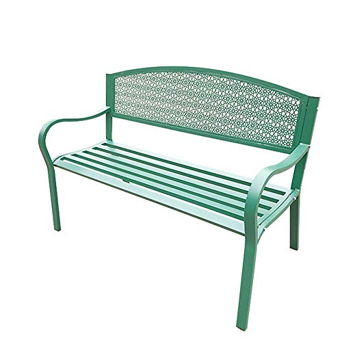 Panca da giardino per terrazza, panchina in ferro battuto per esterni, panchina con schienale in rete e comodi braccioli, poltrona reclinabile da giardino a 2-3 posti, poltrona da esterno