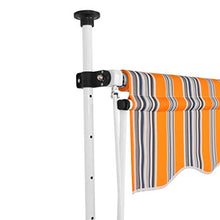 Tenda da sole a scomparsa manuale in altezza, tenda da balcone, 250 cm, a righe gialle e blu, tenda a scomparsa manuale, resistente al sole, alla pioggia e al vento