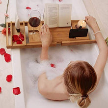 ZEH Scaffale per Vino Bamboo BackSub Back Multi Functional Bath Bamboo Impermeabile Sala da Bagno espandibile su Vasca con Vino e Titolare del Libro Deposito del Vino FACAI