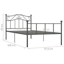 BIGTO - Struttura per letto in metallo e acciaio, per camera da letto, stile grigio, 90 x 200 cm