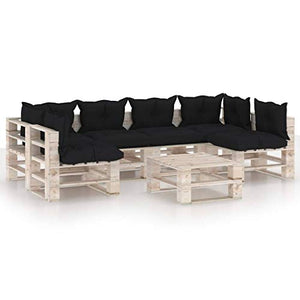 SKM Set Divani da Giardino Pallet 7 pz con Cuscini in Legno di Pino (157.76kg) -6279