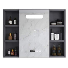 Zzmop Armadietto con Specchio da Bagno Illuminato a LED,Armadio a Muro in Acciaio Inossidabile,Disappannamento con Un Clic,Nero,Argento.