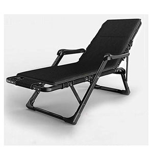GJX Sedie a Sdraio Reclining Sdraio da Spiaggia Sedia con Cuscini Imbottiti e poggiapiedi for Il Giardino Esterno di Campeggio all'aperto Spiaggia Design (Color : Black)
