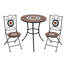 Set di tavoli da bistrot in mosaico per esterni, patio, pub, sedia da pranzo pieghevole, ideale per piscine, salotti, camere da letto, balconi, prati, cortili, giardini (Tavolo D 2 Sedie D)