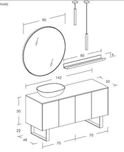 Dafne Italian Design Mobile Bagno Moderno con lavabo a Terra – Castagno Naturale Levigato e Gres porcellanato Ardesia Bianca