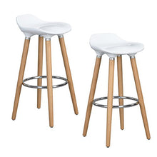 Homy Casa Set of 2 Bar Stools White with Footrest Wooden Frame - Jasmine Scandinave Bar Chairs