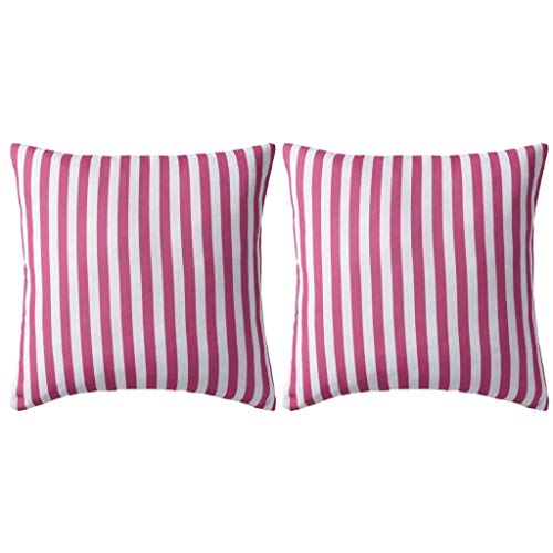 UnfadeMemory Cuscini da Esterno, Cuscini per Divani Decorativo Stampa a Righe, con Imbottitura, con Chiusura Lampo (Rosa, 2 pz 45x45 cm)