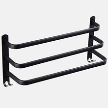 Portasciugamani da parete,Nero 3 strati Porta asciugamani da bagno Spazio alluminio Porta asciugamani autoadesivo con doppi ganci Usato per bagno Balcone cucina Portasciugamano/Scarpiera(70CM