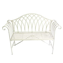 Panca da giardino per terrazza metallo da esterno , Panca lounge balcone con schienale e braccioli, Sedia per portico da cortile con struttura in ghisa, Mobili da giardino resistenti alle intemperie