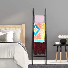 M-TOP Porta Asciugamani Bagno da Terra Scala in Decorativa Scala, Supporto Asciugamani a Scaletta con 6 Gradini in Porta Salviette, Portasciugamani in Acciaio Inossidabileblack