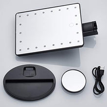 Wopeite Specchio per il trucco con Luci 22 LED e Ingrandimento 10X Specchietto per Il Trucco con Touch Screen Due Modalità di Alimentazione Rotazione 180° Nero