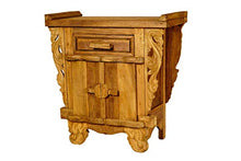 Windalf Handmade Natura - Comodino con cassetto ANNAEL 94 cm, con ornamenti in legno
