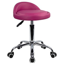 KKTONER Sgabello Rotondo in Pelle PU con Schienale Regolabile Regolabile in Altezza Sedia da Lavoro Girevole con Ruote Spa (Rosso)